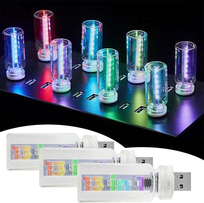 car USB Night Light Bulb, 13 Color Changing Modes Portable Plug-in Retro Car Interior Ambient Lights, Led USB Light Camping, Party, Holiday Decoration, Bedroom, Desktop (3Pcs)