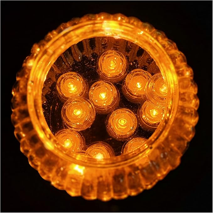 Bright LED Battery Operated Flameless Tea Light, Submersible Tea Candle Waterproof Decorations Underwater Vase Light for Party & Wedding, Pack of 12 (Orange)