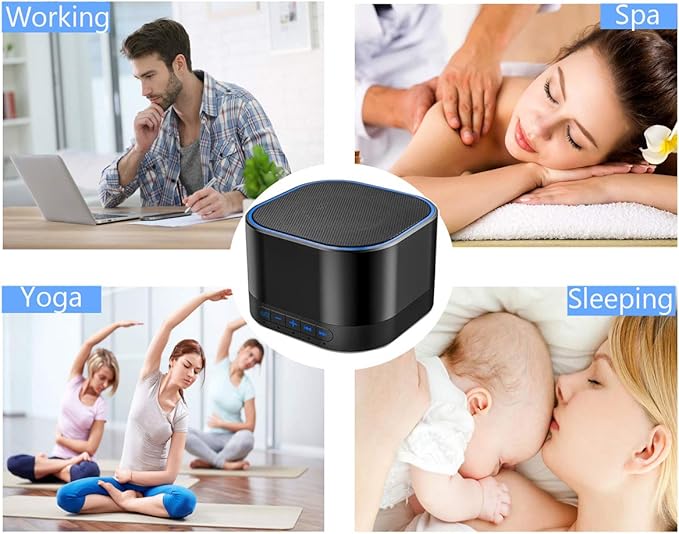 Magicteam White Noise Machine with 20 Non Looping Natural Soothing Sounds Memory Function 32 Levels of Volume Powered by AC or USB and Sleep Sound Timer Therapy for Baby Kids Adults Black