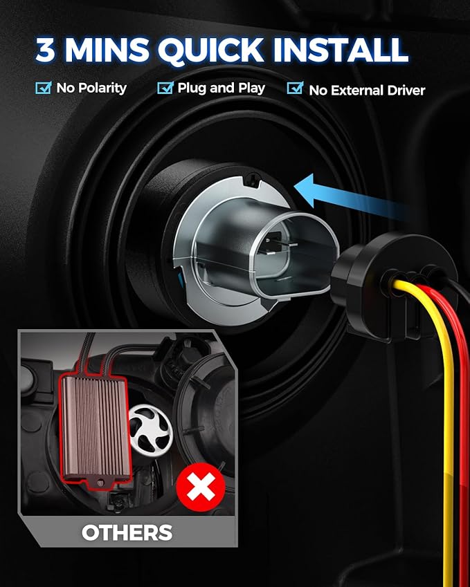 Marsauto 9004 Bulb 2025, M1S 48000LM 9004 Bulbs 6000K, 800% Extremely Bright HB1 Fog Bulbs, No Adapter Required, 1:1 Mini Size with 20000RPM Fan HB1 Fog Light - Pack of 2