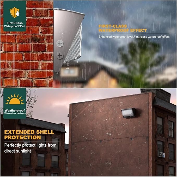 10Pack 150W LED Wall Pack Lights, 100-277v Dusk to Dawn with Photocell, 22500Lm 5000K Daylight IP65 Waterproof Outdoor Security Lighting, Energy Saving, ETL | 5-Year Warranty(Height:10~20ft)