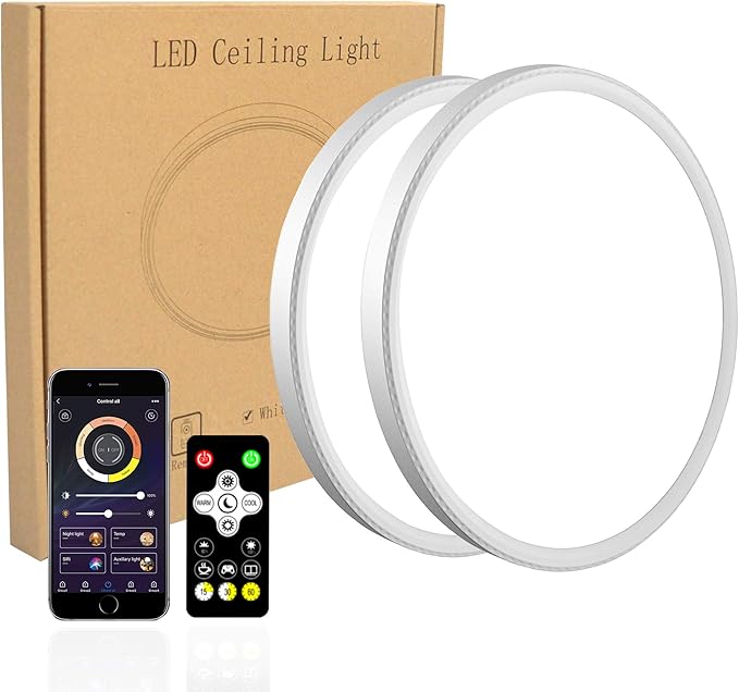 MODERN 2 Pack Dimmable LED Flush Mount Ceiling Light,12inch 28W High Bright 3100lm, Smart app Control, Super Slim Ceiling Light, LED Ceiling Light for Bedroom,Living Room, Dining Room