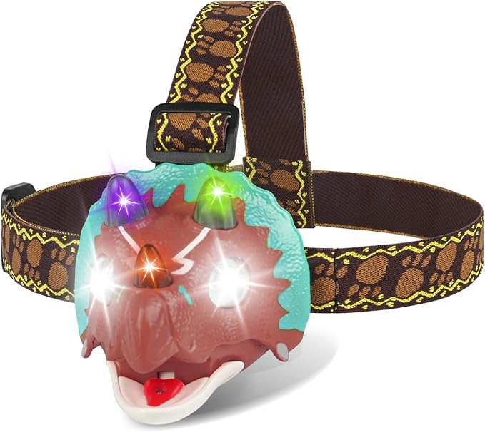 TIGTECGAME Dinosaur Headlamp for Kids Flashlight T-Rex LED Headlights Outdoor Toys Camping Essentials Gift for Boys Girls Toddlers Birthday Easter Halloween Christamas