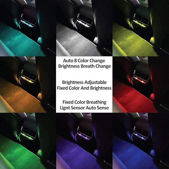 AOZITA Mini USB LED RGB Light Brightness Adjustable 8 Color Changeable for Car, Laptop, Keyboard. Atmosphere Smart Night Lamp for Home Decoration (DC : 5V) (Quantity: 2)