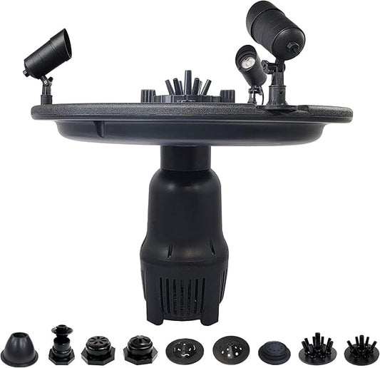 HALF OFF PONDS Floating Fountain, 1 HP Pond Aerator, 100 ft Cord, 15,000 GPH Water Pump, 13 Spray Patterns, Color-Changing LED Lights, for Large Ponds, Lakes & Water Gardens