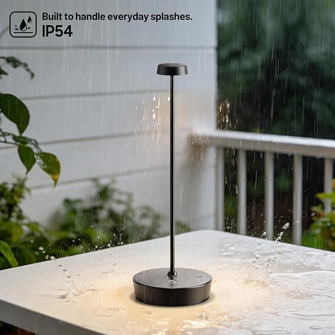 2Pack Cordless LED Table Lamp，Rechargeable Battery Operated Table Light, 3 Color Stepless Dimmable Table Lamp, Portable Table Light for Outdoor/Restaurants/Patio