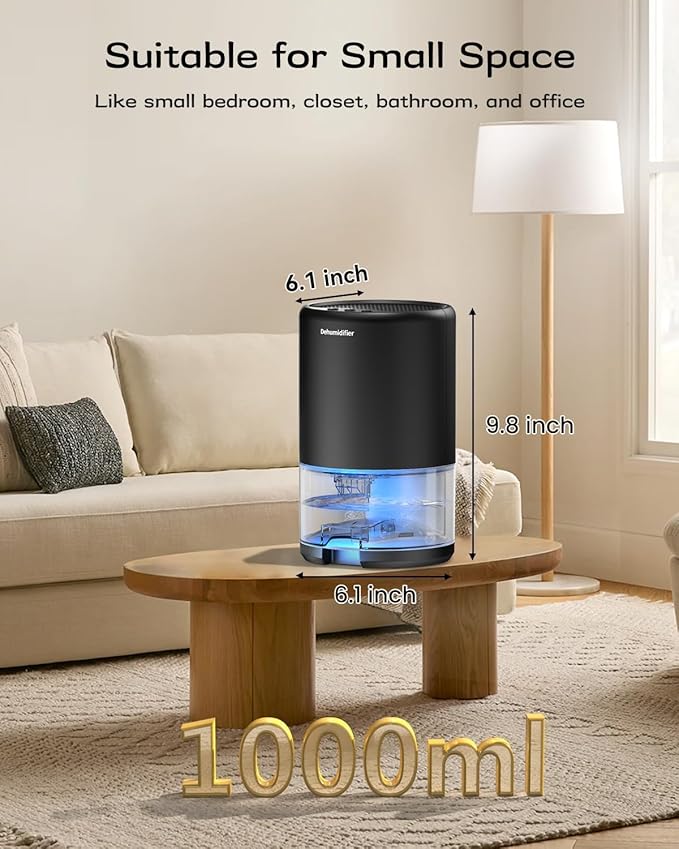 Dehumidifier, 35 oz Small Dehumidifiers for Home, Bathroom, Bedroom, Closet, Ultra-Quiet with Sleep Mode, 7 Color Lights & Auto Shut Off, Compact & Portable for RV, Rooms, Basement, Energy Saving