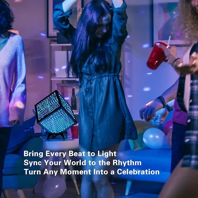 RGB Infinity Hyper Cube Light with APP Control - Smart Infinity Mirror Night Light, 16M Colors Music Sync, Gaming Room Decor, Mood Lighting for Bedroom Desk and Party (5 Inches)