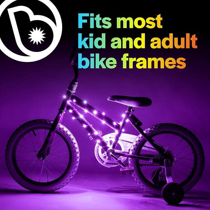 Brightz CosmicBrightz LED Bike Frame Rope Light - 6.5-Foot String Rope - Battery-Powered with On/Off Switch - Ultra Bright Color Keeps Your Ride Fun and Safe for Kids, Teens, & Adults