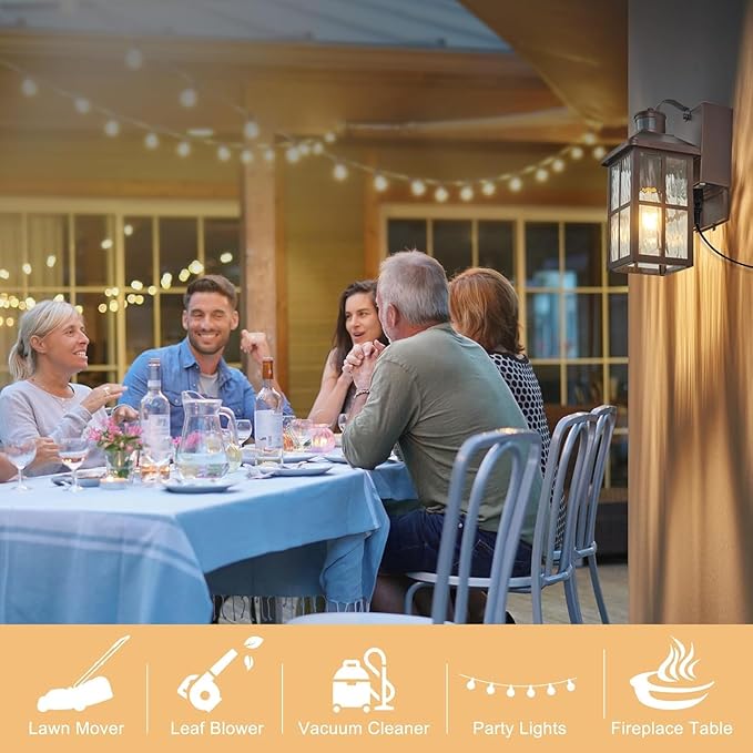 Porch Light with GFCI Outlet with Remote, Dusk to Dawn Outdoor Lighting with Outlet, Upgraded 4 Lighting Modes Motion Sensor Outdoor Lights, Waterproof Outside Lights for House Patio Garage Front Door