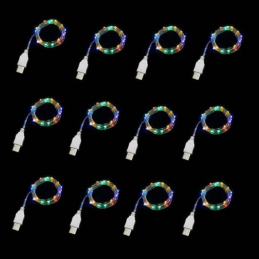 Sokelinn-six 2m 20 LEDs Fairy String Lights, USB Powered String Light for Desk Office Christmas Tree Party Decoration (Multi-Colored, 12)