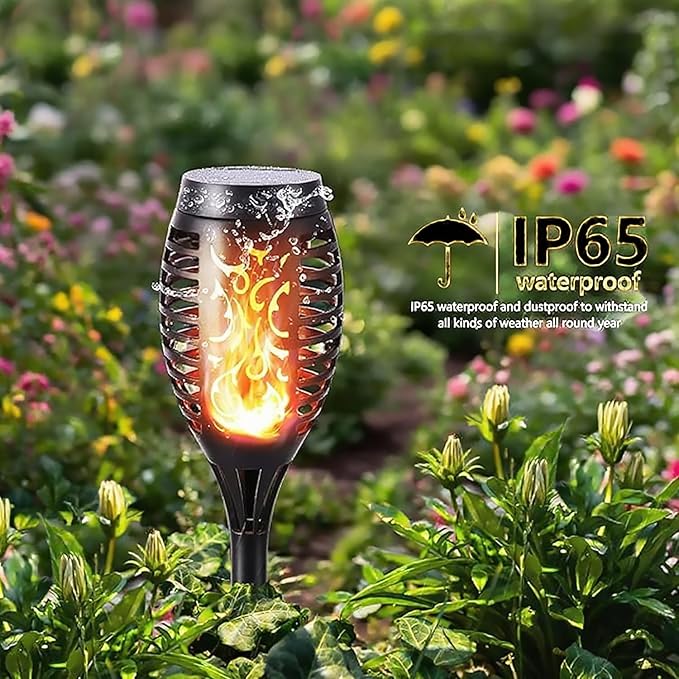 Solar Torch Lights Outdoor, IP65 Waterproof with Realistic Flickering Flame - Auto On/Off Garden Lights for Patio, Yard, Pathway, Enchanting Party Decor (12Pack)