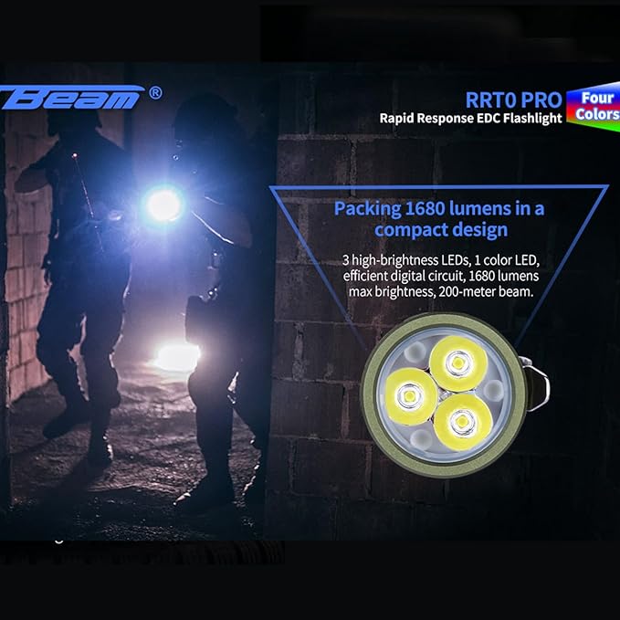 JETBeam RRT0 PRO led Flashlight,1680 Lumens flashlights high lumens Equipped with 3 High-Brightness LED with RGB Light IP68 Portable Pocket Clip Magnetic Flashlight for Camping, Checking,Emergencies