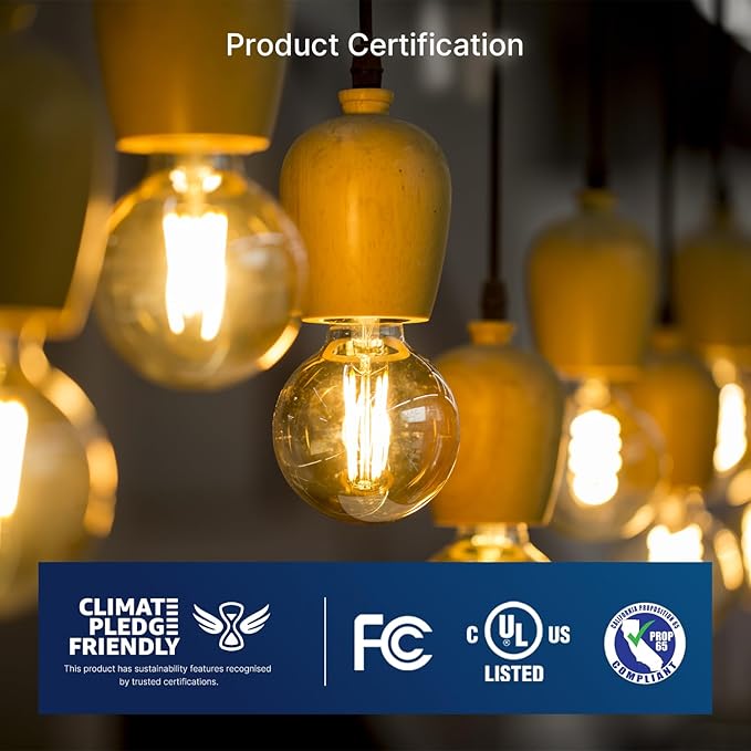 FLSNT 60W Equivalent LED Globe Candelabra Bulbs, Dimmable G16.5 LED E12 Chandelier Light Bulbs, 550LM, CRI90, 5.5W, AC 120V, 12 Pack, 2700K Soft White