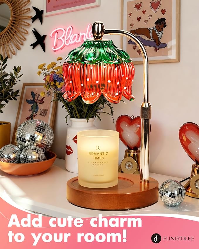 Strawberry Candle Warmer Lamp with Timer & Dimmable Brightness, House Warming Gift New Home, Candle Warming Gift for Anniversary, Birthday Gifts for Women Mom,Flameless Wax Melt Warmer for Jar Candles