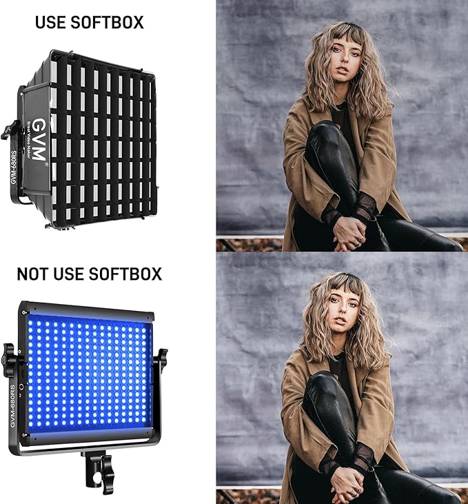 GVM RGB Led Video Light with 3 Softboxes, 680RS 3 Packs 50W Studio Lights with Bluetooth Control, Upgrade Photography Lighting with 18 Lighting Scenes, led Panel Lights for Video Recording, YouTube