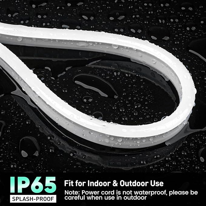 GZBtech RGB LED Neon Rope Lights 33FT/10M, AC 110-120V Waterproof Color Changing LED Rope with Remote Control, Dimmable Multi Color Strip Lighting for Indoor Outdoor Commercial Use, ETL Listed