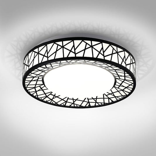 ASD 16 Inch LED Flush Mount Ceiling Light Fixture for Bedroom, 28W 1752LM 5CCT 2700K-5000K, Triac Dimmable Lights, Dining, Living Room, Kitchen Lamps, Modern Home Lighting Fixtures, Black, ETL