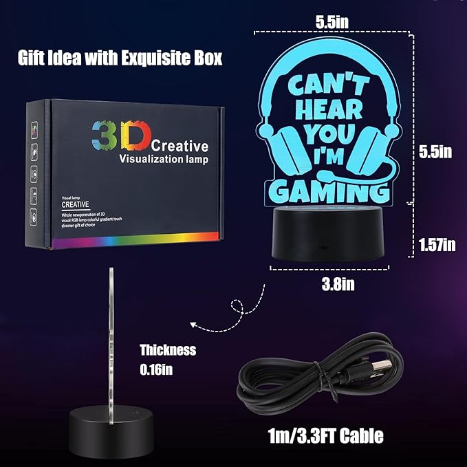 Easter Basket Stuffers Essentials Teen Boys Girls Year Old Teenager Gifts for Him Boyfriend Husband Birthday Gamer Gift Son Brother LED Light Up Acrylic Gaming Lamp Christmas Stocking Stuffers