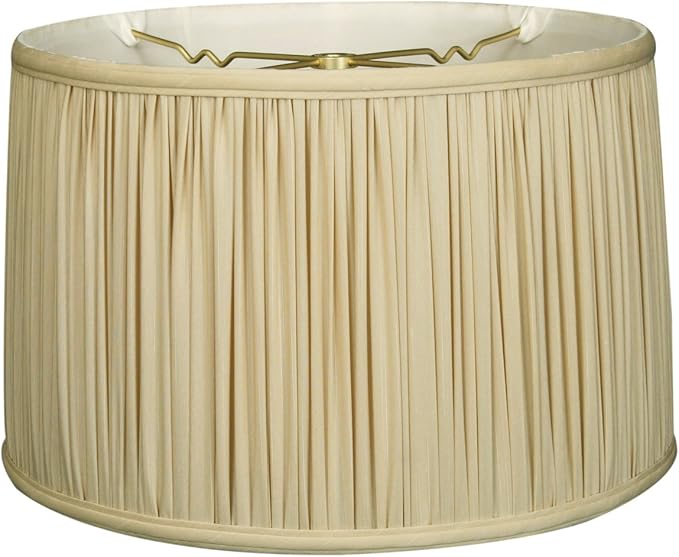 Royal Designs Shallow Drum Gather Pleat Basic Lamp Shade, Beige, 13" x 14" x 9", BS-750-14BG
