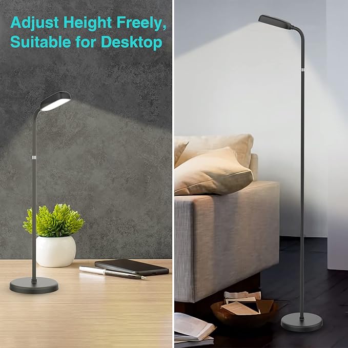 Cordless Floor Lamp, Rechargeable Battery Portable Floor Lamp for Living Room, Battery Operated Lamp, Touch Control for Reading Camping, 3 Color Temperatures Emergency Lighting(Black)