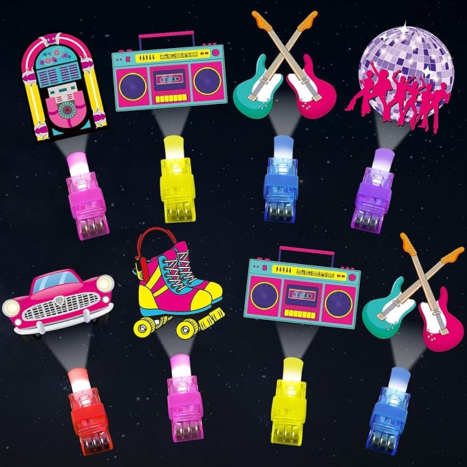 36Pcs 1950s Retro LED Finger Lights 50s Party Favors Glow in the Dark Light Up Finger Lights 90s Themed Toys Bulk for Kids Birthday Party Goodie Bag Stuffer Birthday Gifts Classroom Prize