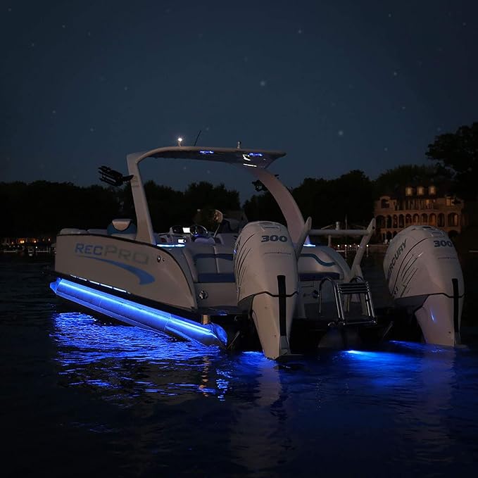 RecPro 20' Blue LED Strip Light w/White Backing | IP68 Waterproof Rating | Boat (Marine) LED Strip Light | Automobile LED Strip Light | Motorcycle LED Strip Light | Indoor/Outdoor LED Strip Light