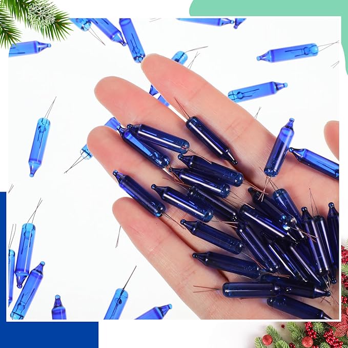 Mudder 500 Pcs Christmas Tree Replacement Light Bulbs 2.5v Christmas Light Bulbs Incandescent Xmas Decorative Replacement String Lights Outdoor Indoor(Blue)