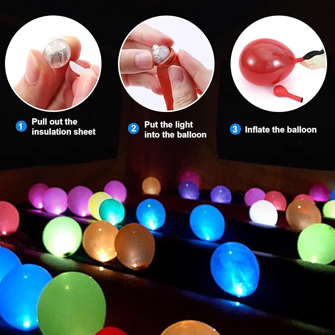 ZGWJ 50PCs Purple Balloon Lights Mini, Battery Powered, Long Standby Time Waterproof Tiny Led Round Light for Paper Lantern Balloon Party Easter Eggs Wedding Christmas Halloween Decorations﻿