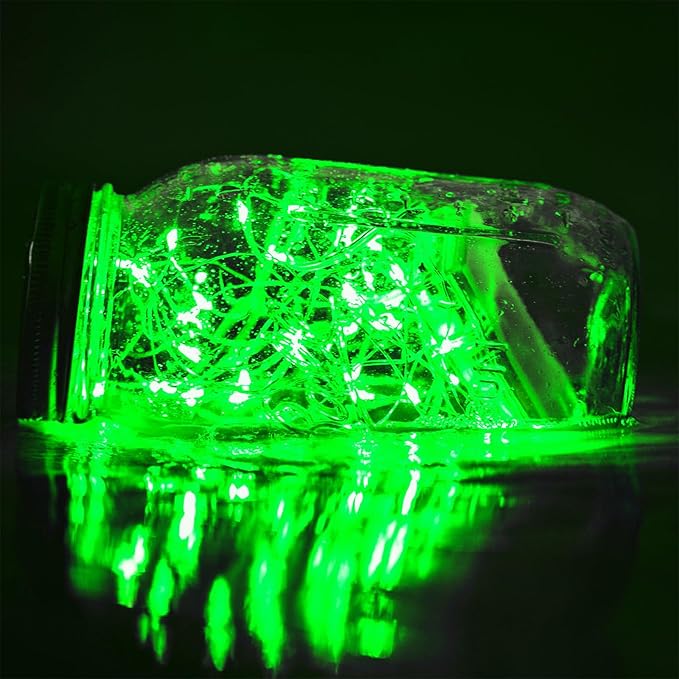 YAOZHOU St Patrick’s Day Decorations Green Fairy String Lights,Christmas Indoor Battery Operated with Timer, 2 Pack Total 33FT 100 Led Mini Battery Powered Mason Jar Firefly Lights DIY Party