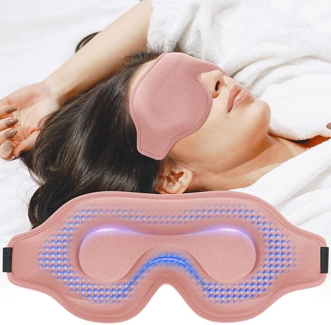 Sleep Eye Mask for Men Women, Weighted Eye Mask Blackout with Adjustable Strap, Lash Extensions Sleeping Mask for Travel (Pink, 4.6oz)