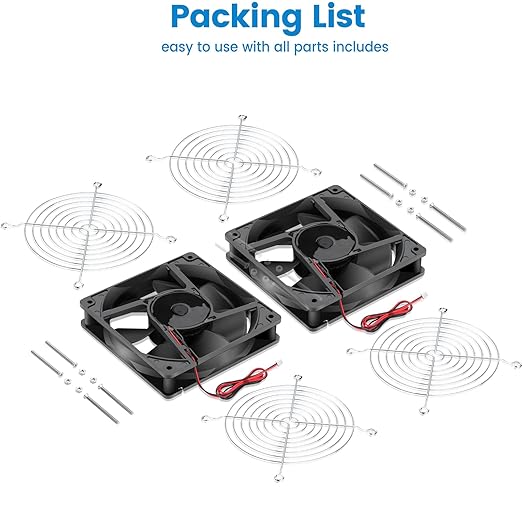 GDSTIME IP68 Waterproof Fan 120mm x 25mm 12V DC Brushless Computer Case Cooling Fan Dual Ball Bearings 2 Pin for RV Fridge Ventilation, 2 Pack