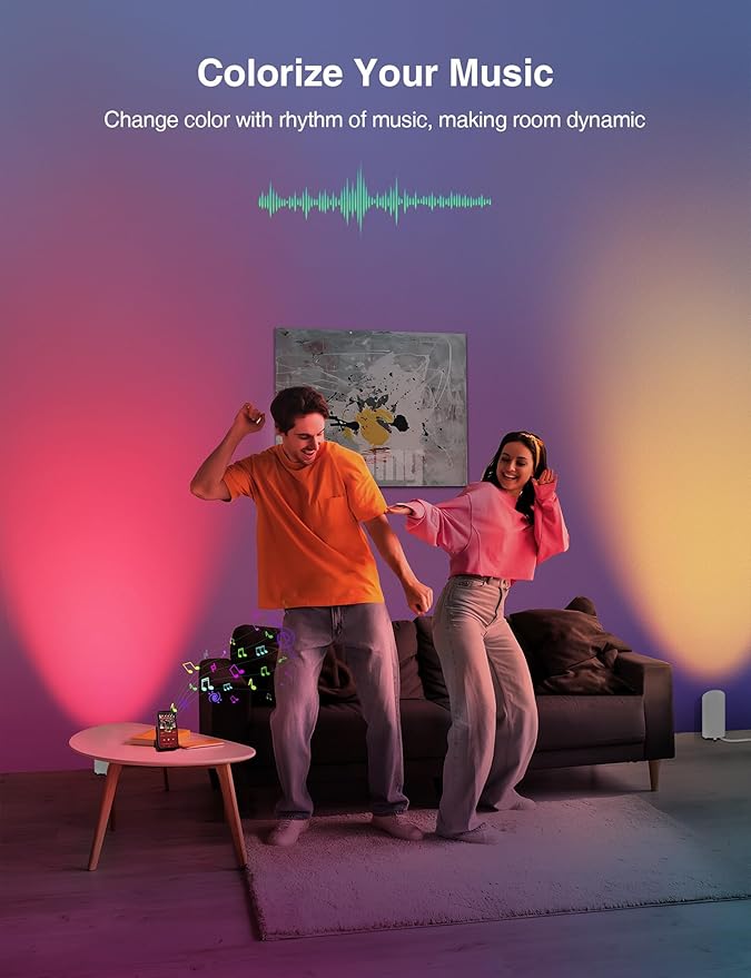 SUNVIE Smart Floor Can Light 5W RGBW Color Changing Up Lights Indoor with Timer 2700K-6500K Floor Spotlight Dimmable Uplighting Indoor Uplights for Plant Corner, APP Control Alexa & Google Home, 2PCS