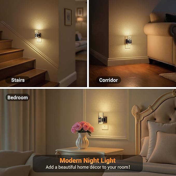 JandCase Motion Sensor Night Light, Night Lights Plug Into Wall, 3000k LED Dimmable Night-Lights with Adjustable Brightness, 0-100Lm, Motion Activated Nightlight for Bathroom, Hallway, Bedroom