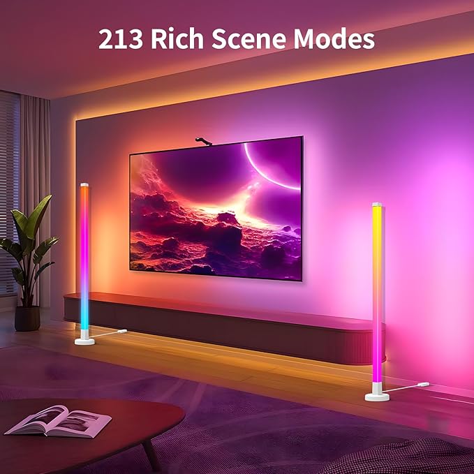 Smart RGB LED Corner Floor Lamp,16 Million DIY Colors & 200+ Scene, Music Sync, App & Remote Control,Color Changing Ambient Mood Lighting for Living Room, Bedroom, Gaming Room