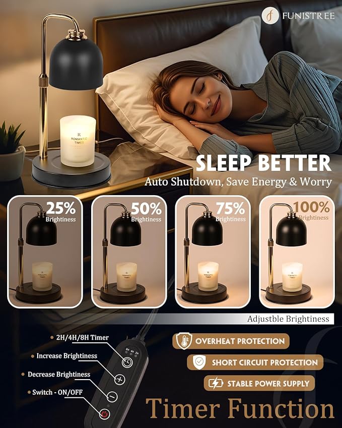 Candle Warmer Lamp with Timer & Dimmable Brightness, House Warming Gifts New Home, Candle Warming Lamp Gifts for Anniversary, Birthday Gifts for Women Mom, Flameless Wax Melt Warmer for Jar Candles