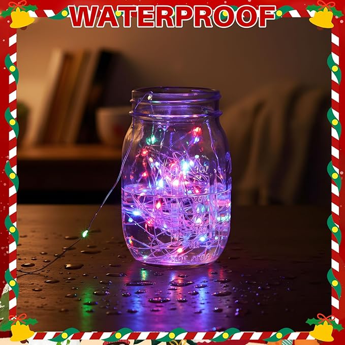 Macarrie 12 Pcs Christmas USB String Lights 33 ft 100 LED Fairy Lights Powered String for Christmas Indoor Outdoor Wedding Party Tree Festival Home Garden Decoration