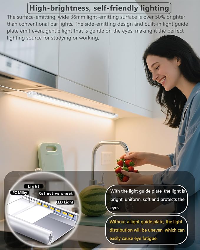 Strip Lights 11.8In Closet Lights, 9W 58 LED Super Bright, Dimming and Color Adjustment，USB Powered LED Light Bar for Room Under Counter Lighting Work Tables Student Dormitory Monitor Light