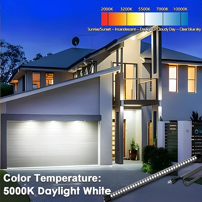 72W LED Wall Washer Light Bar, 4FT 5000K Daylight Cool White Wall Washer Lights, 3850lm IP67 Waterproof for Outdoor, Plug in, 2 Pack