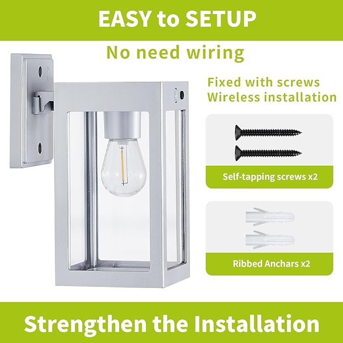 2 Pack Solar Porch Lights Outdoor,Solar Wall Lights with 3 Lighting Modes&Motion Sensor, Dusk to Dawn Sconce Lights Wall Mount,Exterior Wall Lantern Light Fixture for House, Garage,Patio,Shed