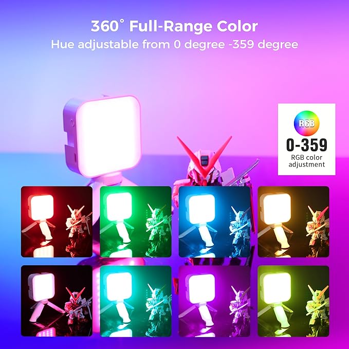 Leekai P6 RGB Video Light, Magnetic Portable Photography Lighting with Clip for Phone/Laptop, CRI 95+ 2500K-9000K, 2000mAh Rechargeable LED Camera Light for YouTube TikTok Zoom Meetings