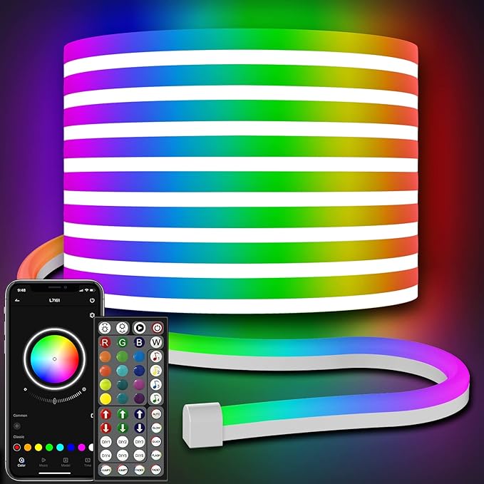 AILBTON 32.8FT Led Neon Rope Lights Control with App/Remote,Flexible Led Rope Light,Multiple Modes,IP65 Outdoor RGB Lights Waterproof,Music Sync Gaming Led Neon Strip Light for Bedroom Decor