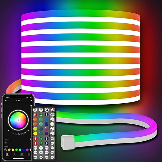 AILBTON 32.8FT Led Neon Rope Lights Control with App/Remote,Flexible Led Rope Light,Multiple Modes,IP65 Outdoor RGB Lights Waterproof,Music Sync Gaming Led Neon Strip Light for Bedroom Decor