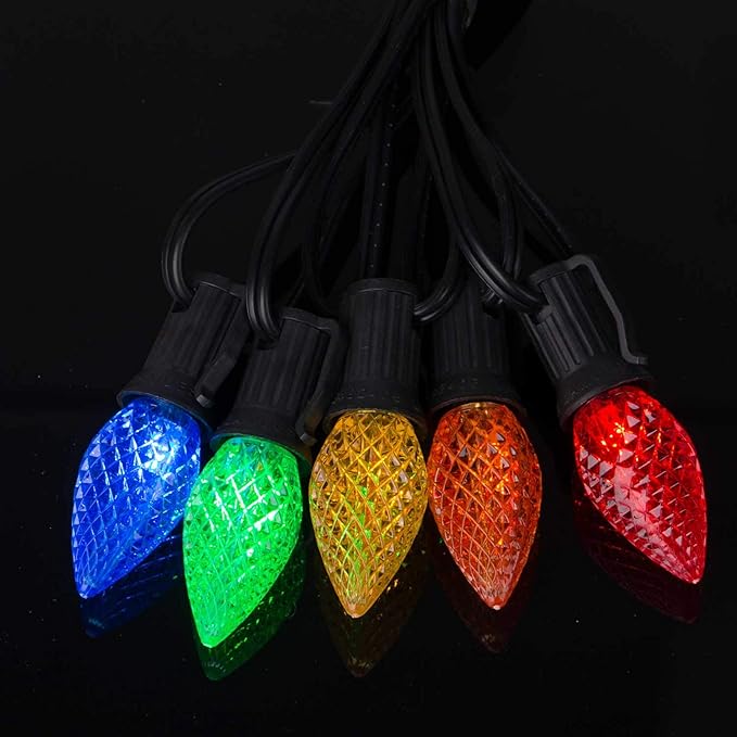 Minetom 25 Pack C7 Led Christmas Replacement Light Bulbs, C7 Shatterproof Christmas Led Bulbs for Christmas String Lights, E12 Candelabra Base, Commercial Grade Dimmable Holiday Bulbs, Multicolor