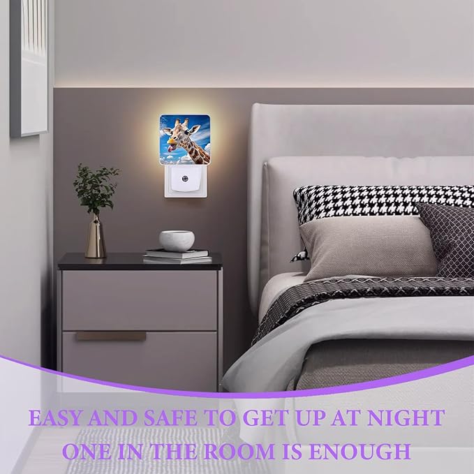 Cute Giraffe Night Light,Night Lights Plug into Wall,Led Lamp for Stairway/Hallway/Bedroom 0.5W Nightlight Sleep Friendly
