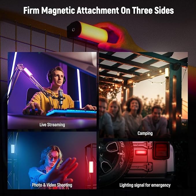 NEEWER 3 Pack Magnetic Handheld Light Wand, 360° Full RGB Mini LED Video Light Stick with 2500mAh Rechargeable Battery,2500-8500K Dimmable Camera Tube Light for Photography TikTok YouTube Vlog,TL96RGB