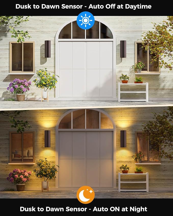 SHIMR Dusk to Dawn Porch Lights Outdoor 2 Pack, Modern Outdoor Lights for House with LED Bulbs, Oil Rubbed Bronze Cylinder Outside Light Fixture Aluminum Outdoor Sconce Exterior Lighting [ETL Listed]