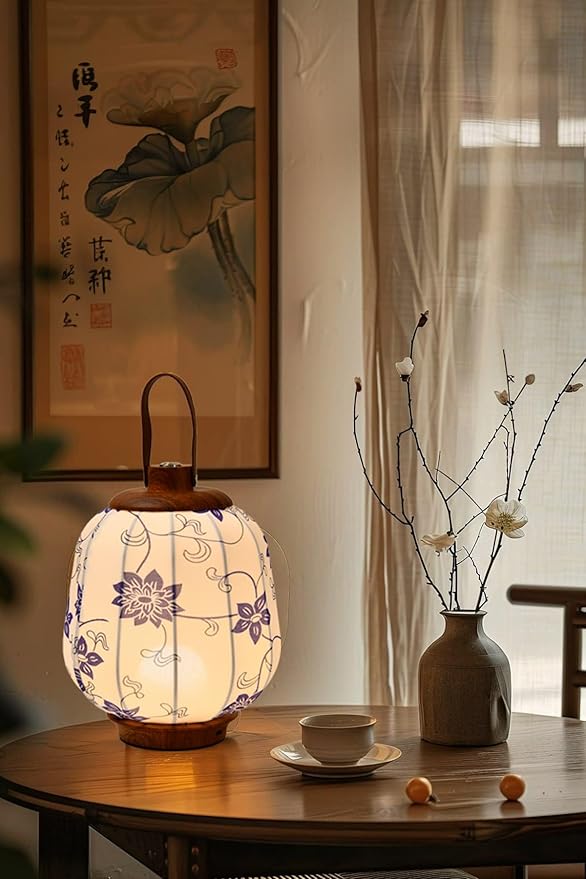 Cordless Rechargeable Lanterns Table Lamp - LED Outdoor Light,4000 mAh Battery Operated,3 Color Dimming Touch Desk Lamps with Handle for Bedroom/Living Room/Restaurant/Camping