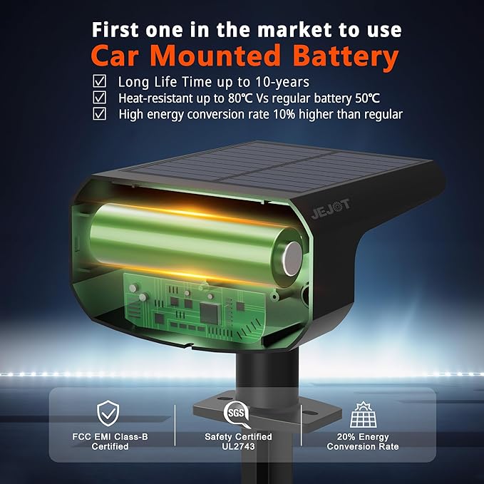 Solar Lights Outdoor Waterproof IP65, Super Bright LED, 3000K 2 Lighting Modes, Solar Powered Yard Garden Solar Spot Lights for Outside Landscape Auto On/Off -6 Pack