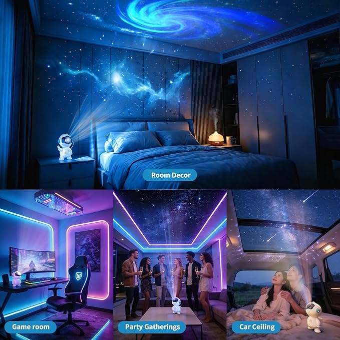 Astronaut Galaxy Projector, 8 Modes Starry Night Light with Remote Control, 360° Adjustable Magnetic Head, 5W LED Nebula Lamp for Bedroom, Kids Room, Game Room, Ceiling, Gift for Christmas Birthday